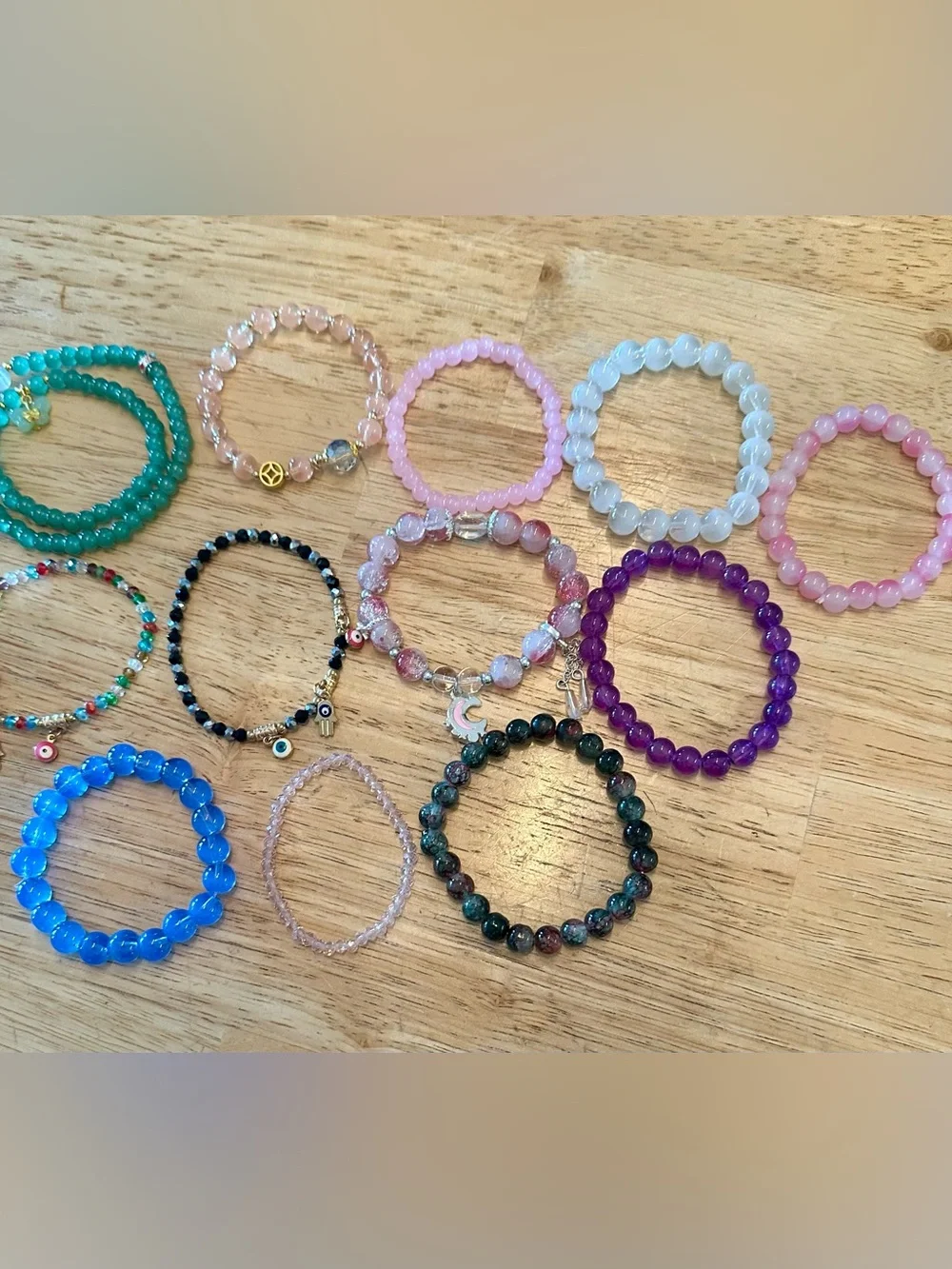 Multi 12 pc beaded bracelet set of assorted array of colors
